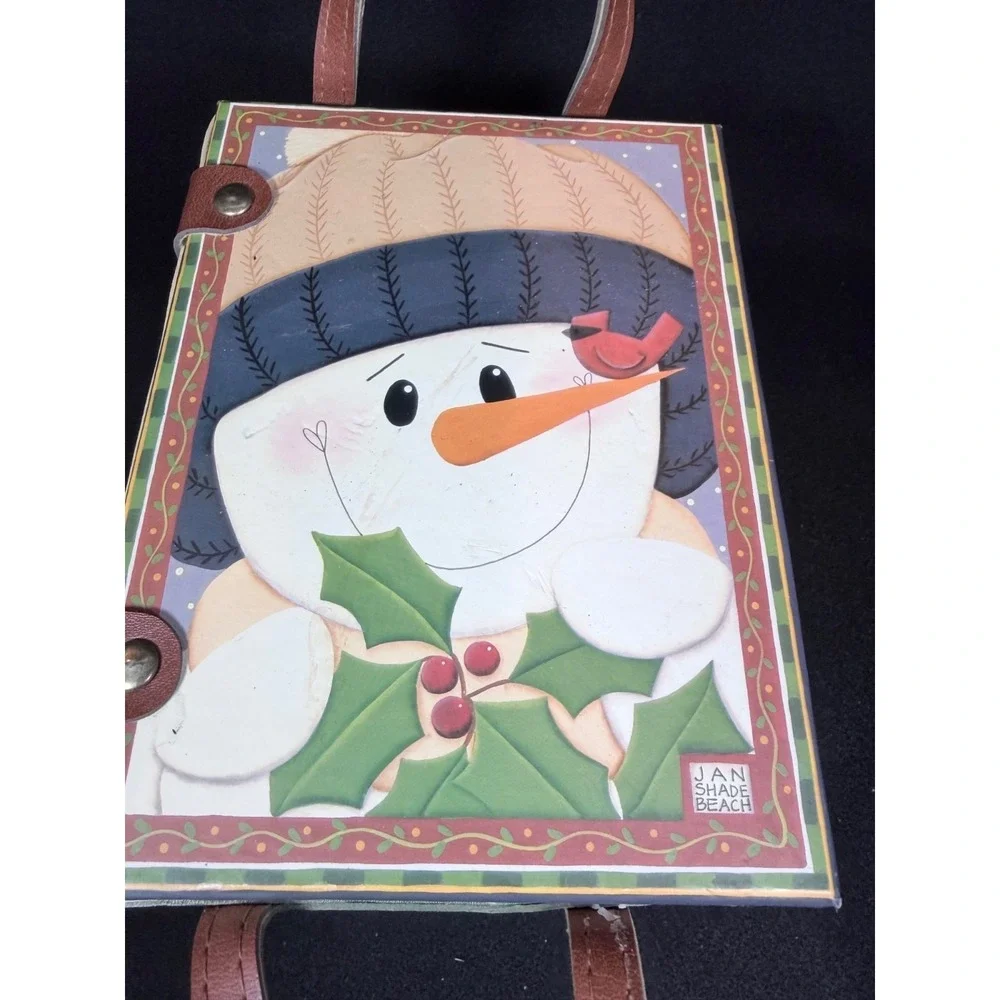 Jan Shade Beach Snowman Mini Picnic Basket Christmas Decor Hinged‎ Lid 6
